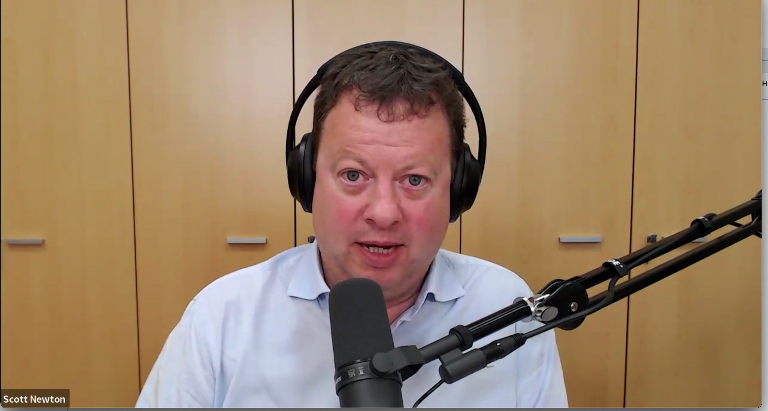 Photo of Scott Newton Managing Partner at Thinking Dimensions live on a podcast